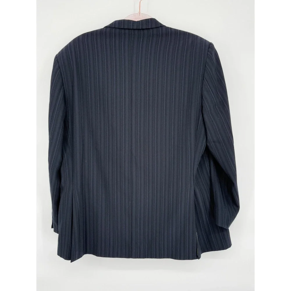 Cubavera Mens Pinstripe Suit Sz 44R‎ Navy Blue Green Lining Business